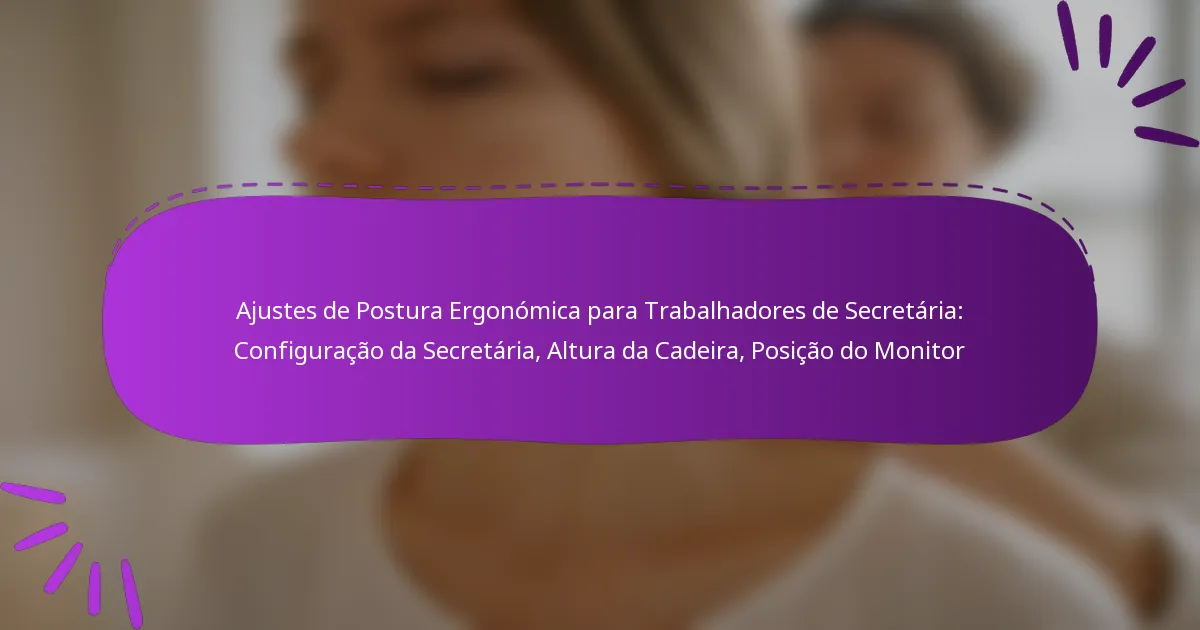 Ajustes de Postura Ergonómica para Trabalhadores de Secretária: Configuração da Secretária, Altura da Cadeira, Posição do Monitor